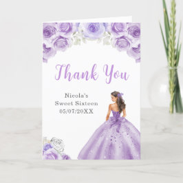 Tarjeta De Agradecimiento Princesa con un vestido púrpura y polvo 16 Gracias