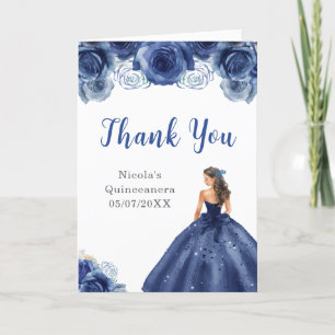 Tarjeta De Agradecimiento Princesa con vestimenta azul de la Marina Quincean