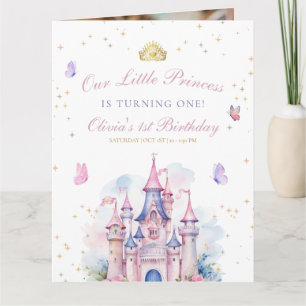Tarjeta De Agradecimiento Princesa Cumpleaños 1er Fiesta Niña Princesa Casti