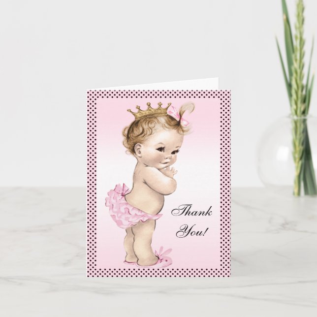 Tarjeta De Agradecimiento Princesa Cute Vintage Gracias (Anverso)