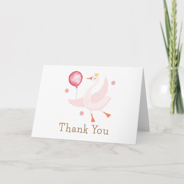 Tarjeta De Agradecimiento Princesa de baile simple Swan Balloon Baby Shower (Anverso)