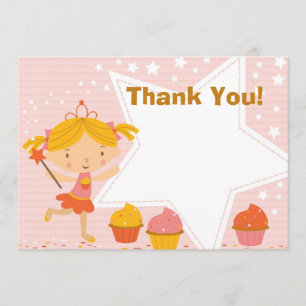 Tarjeta De Agradecimiento Princesa de hadas de encargo Cupcake Thank You