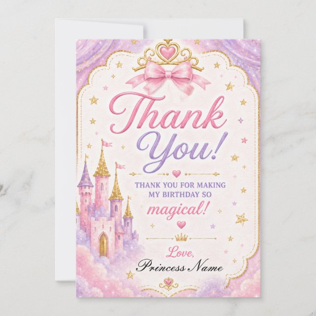 Tarjeta De Agradecimiento Princesa de lavanda rosa  (Anverso)