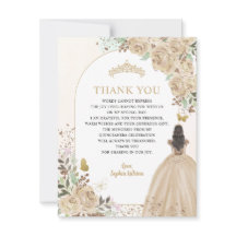 Princesa de oro Floral Light Quinceanera Gracias