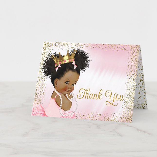 Tarjeta De Agradecimiento Princesa de oro rosa Tutu Baby Shower (Add your message or leave blank for your handwritten message.)
