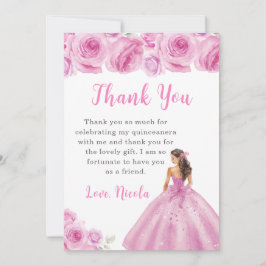 Tarjeta De Agradecimiento Princesa de una quinceañera rosa claro gracias