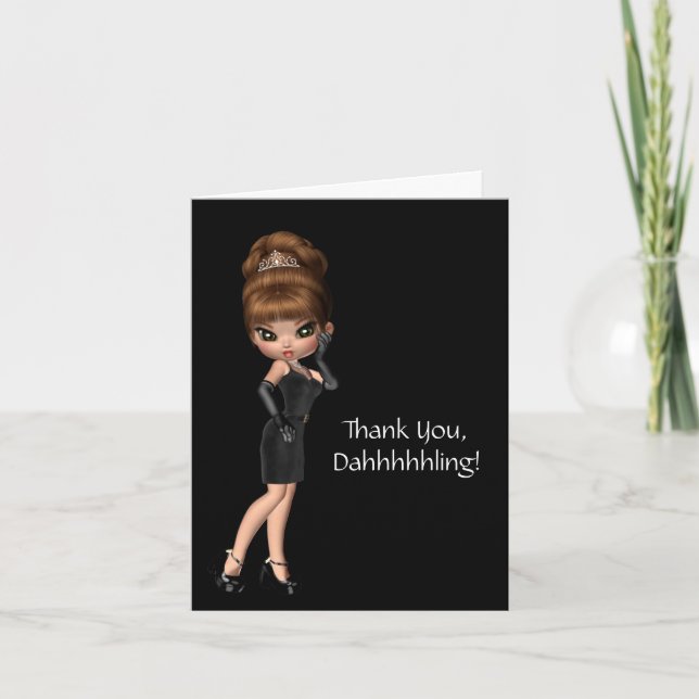 Tarjeta De Agradecimiento Princesa Diva Thank You (Anverso)
