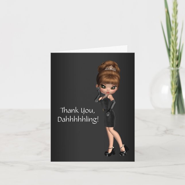 Tarjeta De Agradecimiento Princesa Diva Thank You Cards (Anverso)