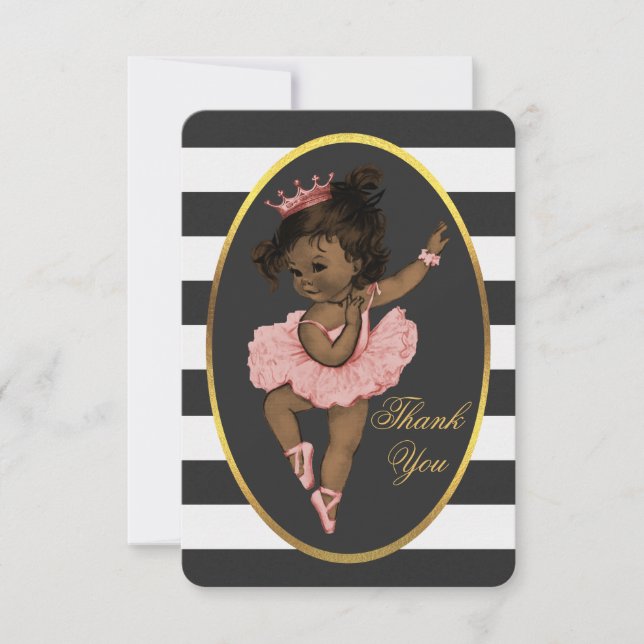 Tarjeta De Agradecimiento Princesa étnica Ballerina Stripes Thank You (Anverso)
