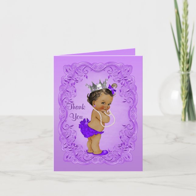Tarjeta De Agradecimiento Princesa Étnica Gracias Baby Shower Purple (Anverso)