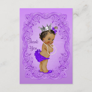 Tarjeta De Agradecimiento Princesa Étnica Gracias Marco Púrpura Baby Shower