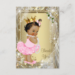 Tarjeta De Agradecimiento Princesa étnica Pearls Flat Baby Shower le