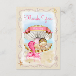 Tarjeta De Agradecimiento Princesa personalizada Mermaid Clam Shell Thank