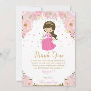Tarjeta De Agradecimiento Princesa primera floral rosa Rubor
