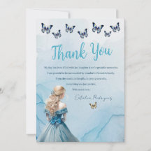Princesa Quinceañera de la mariposa de oro azul