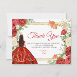 Tarjeta De Agradecimiento Princesa Quinceanera Mariposa