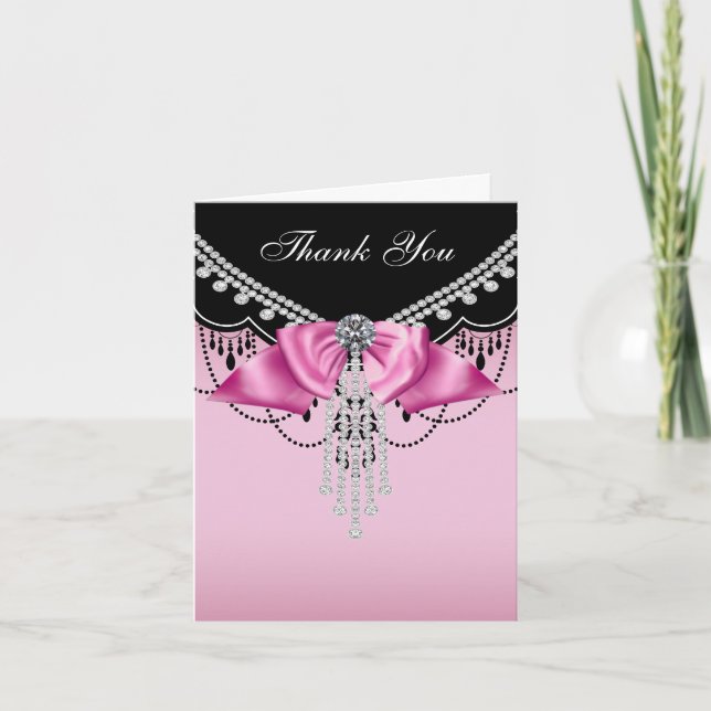 Tarjeta De Agradecimiento Princesa rosa negra rosa Gracias Cartas (Anverso)