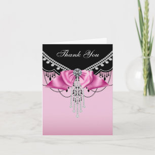 Tarjeta De Agradecimiento Princesa rosa negra rosa Gracias Cartas