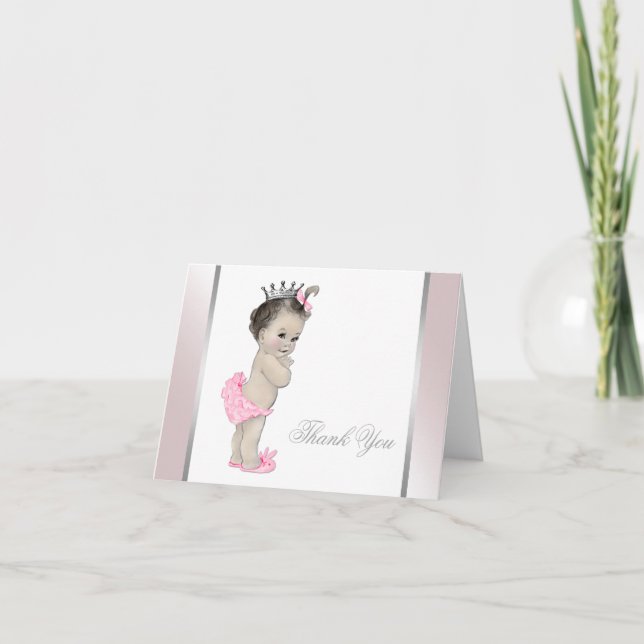 Tarjeta De Agradecimiento Princesa Rosa Niña Gracias (Anverso)
