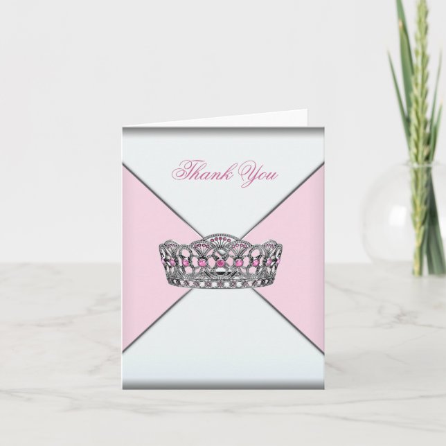 Tarjeta De Agradecimiento Princesa Rosa Tiara Gracias Cartas (Anverso)