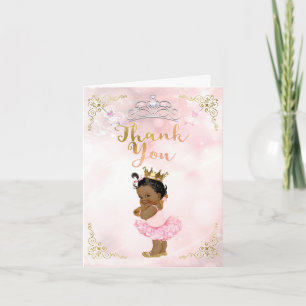 Tarjeta De Agradecimiento Princesa Rosa Vintage Bebé Étnica Gracias