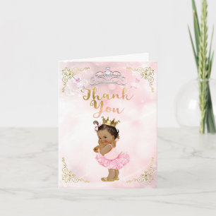 Tarjeta De Agradecimiento Princesa Rosa Vintage Tan Baby Girl Gracias
