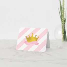 Tarjeta De Agradecimiento Princesa rosa y dorada gracias