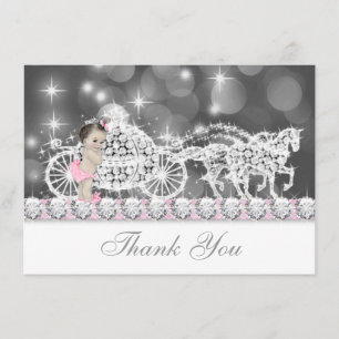 Tarjeta De Agradecimiento Princesa rosa y gris Baby Shower gracias