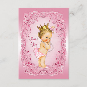 Tarjeta De Agradecimiento Princesa rosada Thank You Baby Shower del vintage