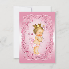 Tarjeta De Agradecimiento Princesa rosada Thank You Baby Shower del vintage
