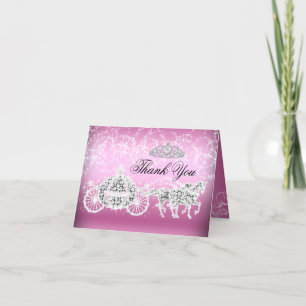 Tarjeta De Agradecimiento Princesa rosada Theme Thank You Card de la chispa