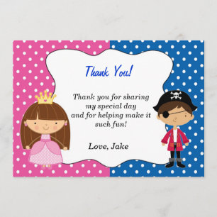 Tarjeta De Agradecimiento Princesa Thank You Card - muchacho del pirata