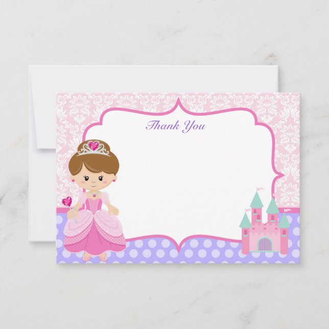 Tarjeta De Agradecimiento Princesa Thank You Cards (Anverso)
