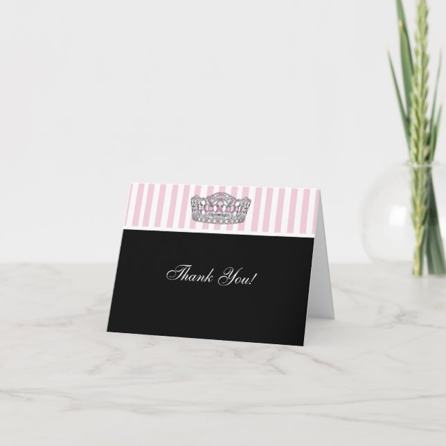 Tarjeta De Agradecimiento Princesa Thank You Cards del negro del rosa de la (Anverso)