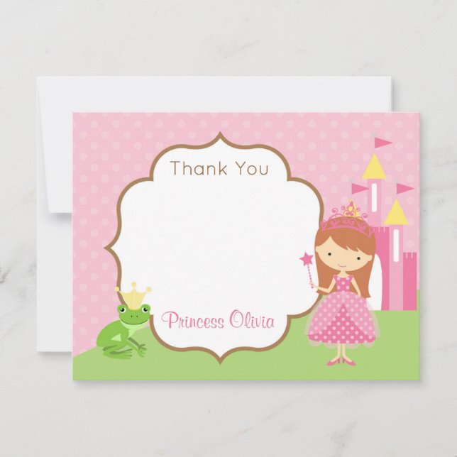 Tarjeta De Agradecimiento Princesa Thank You Cards (pelo/Brunette rojos) (Anverso)