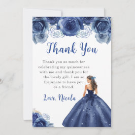 Tarjeta De Agradecimiento Princesa vestida de marina Quinceanera gracias