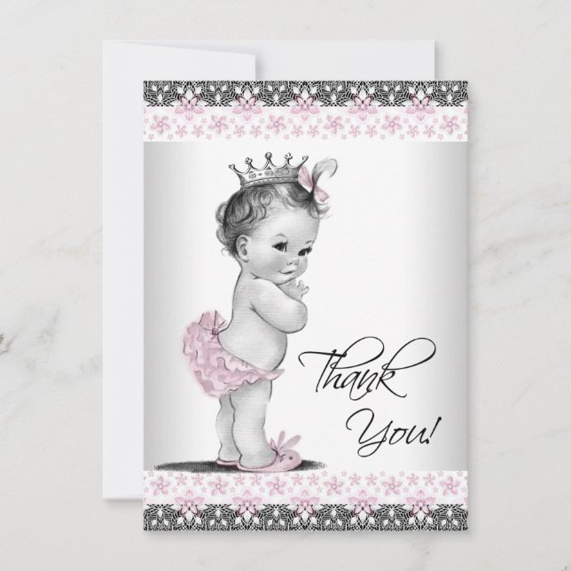 Tarjeta De Agradecimiento Princesa Vintage Baby Shower Gracias (Anverso)