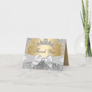 Tarjeta De Agradecimiento Princesa Winter Wonderland Gold Thank usted cardar