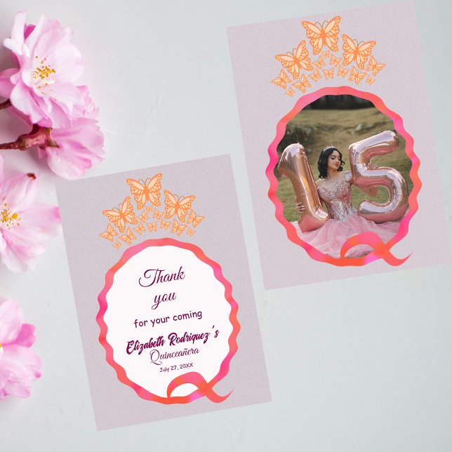 Tarjeta De Agradecimiento Princess Butterfly Tiara Crown Squiggle Invitation (Subido por el creador)