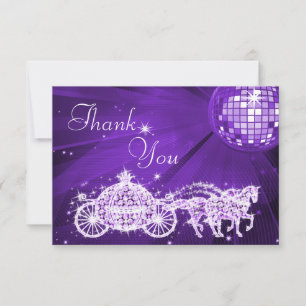 Tarjeta De Agradecimiento Princess Carruaje & Caballos & Bola de Disco Graci
