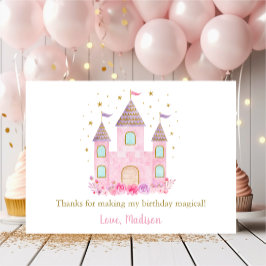 Tarjeta De Agradecimiento Princess Castle Pink Gold Floral Birday