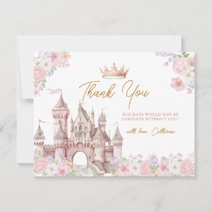 Tarjeta De Agradecimiento Princess ÉRASE Una vez Cumpleaños Castillo Corona