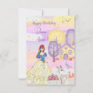 Tarjeta De Agradecimiento Princess Snowy Happy Birthday Greeting Card