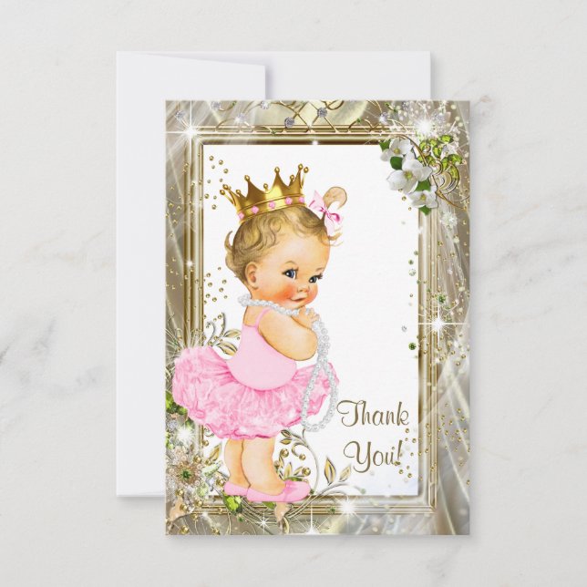 Tarjeta De Agradecimiento Princess Tutu Baby Shower Gracias (Anverso)