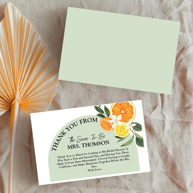 Tarjeta De Agradecimiento Principal Squeeze Citrus Lemon Greeneration Bridal (She Found Her Main Squeeze” Citrus Lemon Bridal Shower Thank You Card! lemon fresh summer)