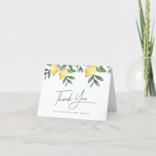 Tarjeta De Agradecimiento Principal Squeeze Lemon Bridal Ducha Gracias tarje