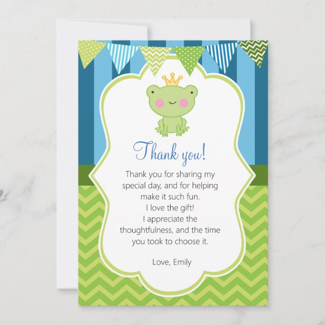 Tarjeta De Agradecimiento Príncipe Frog Thank You Card (Anverso)