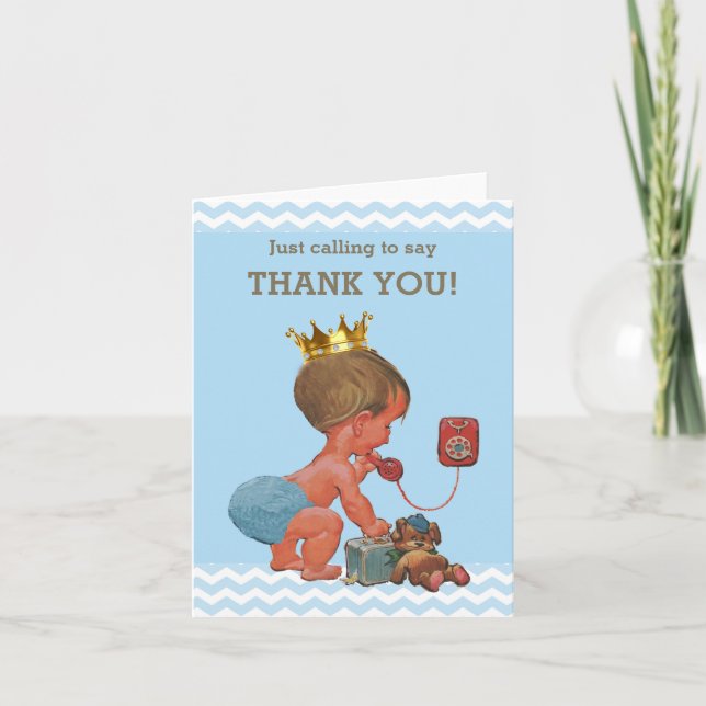 Tarjeta De Agradecimiento Príncipe Ringing To Say Thank usted Baby Shower (Anverso)