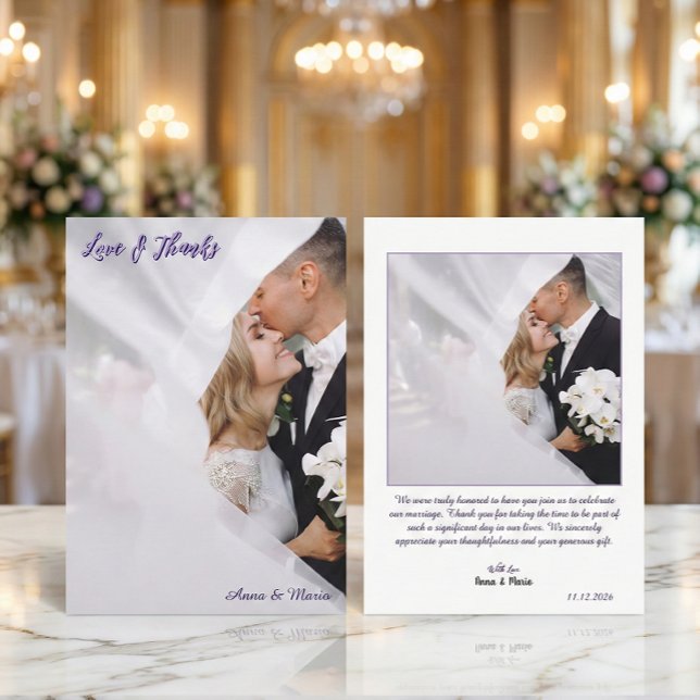 Tarjeta De Agradecimiento Printed 3D Effect Lavender Calligraphy (Subido por el creador)