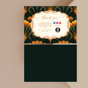 Tarjeta De Agradecimiento Profesional del Art Deco del Green Gold